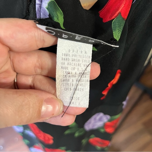 Vintage Floral Black Dress with Red and Purple Flowers - Picture 5 of 8